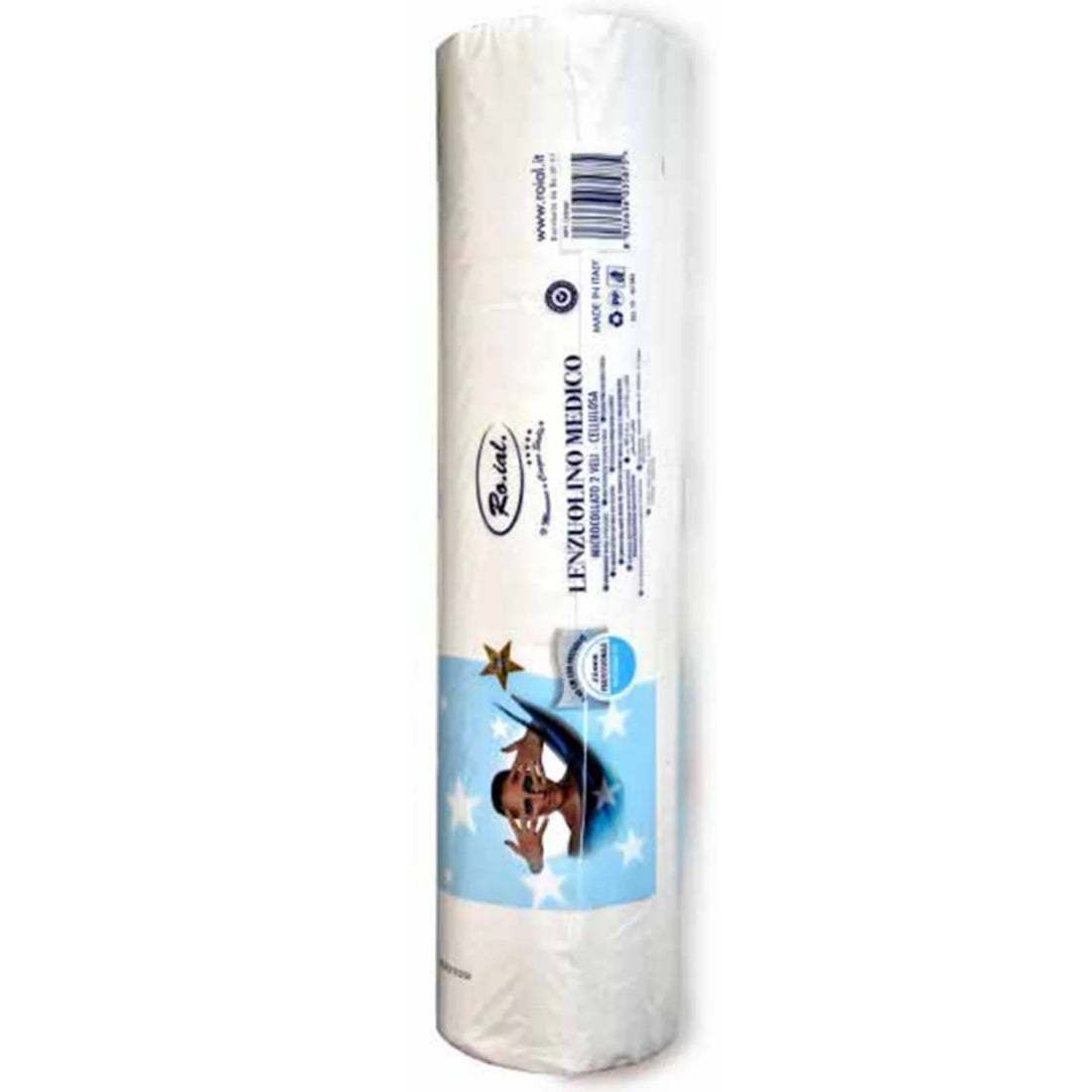 RO.IAL - ROTOLO LETTINO DUE VELI CELLULOSA MICROINCOLLATI BIANCO CON PRETAGLIO H. 0,60